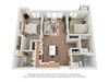 2 Bedroom 3D Floor Plan